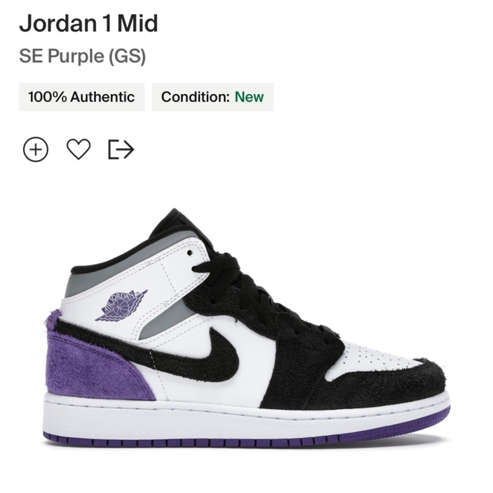 air jordan 1 mid se purple gs